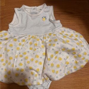 Little Me Striped and Lemon Print Bodysuit